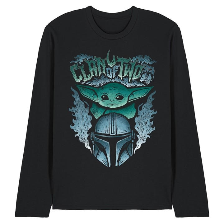Star Wars Men's Black The Mandalorian Clan Of Two Metal Band Long Sleeve in Size XL, Sports Direct