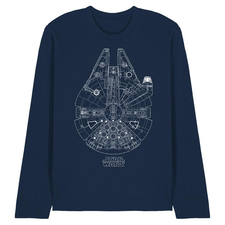 Star Wars Men's Blue Millenium Lines Long Sleeve T-Shirt in Size XL, Sports Direct
