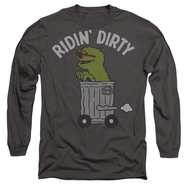 Sesame Street Men' Grey Ridin Dirty Long Sleeve T-Shirt Cha in Size S, Sports Direct