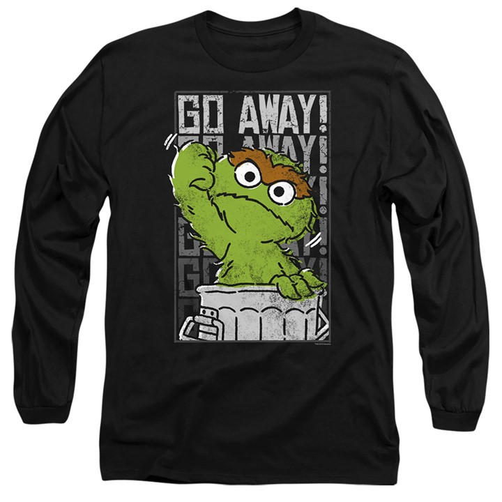 Sesame Street Men's Black Go Away Long Sleeve T-Shirt in Size M, Sports Direct