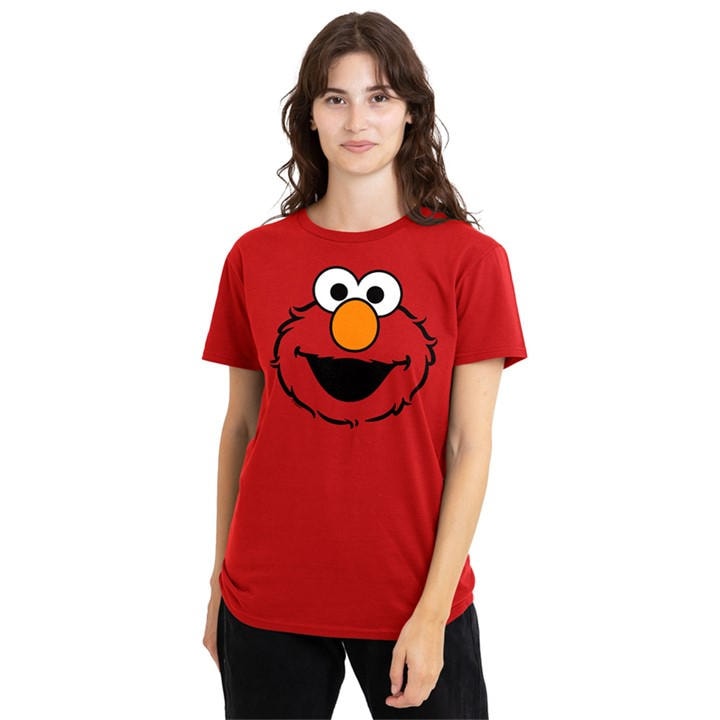Sesame Street Women's Red Elmo Full Face T-Shirt, Sports Direct