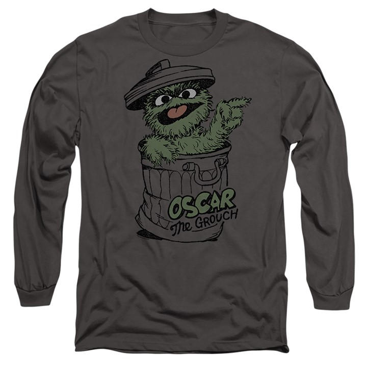 Sesame Street Men' Grey Early Grouch Long Sleeve T-Shirt Ch in Size S, Sports Direct