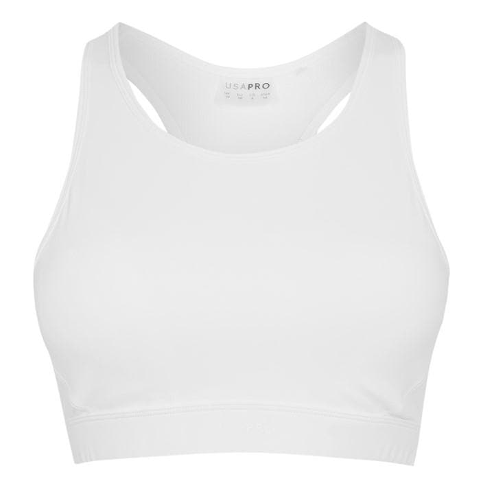 Usa Pro Women's White Pro Core Racer Back Sports Bra in Size 8, Sports Direct