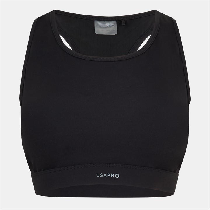 Usa Pro Women's Black Pro Core Racer Back Sports Bra in Size 10, Sports Direct