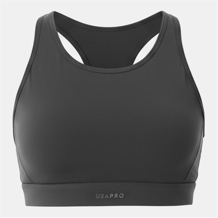 Usa Pro Women's Black Pro Core Racer Back Sports Bra in Size 12, Sports Direct