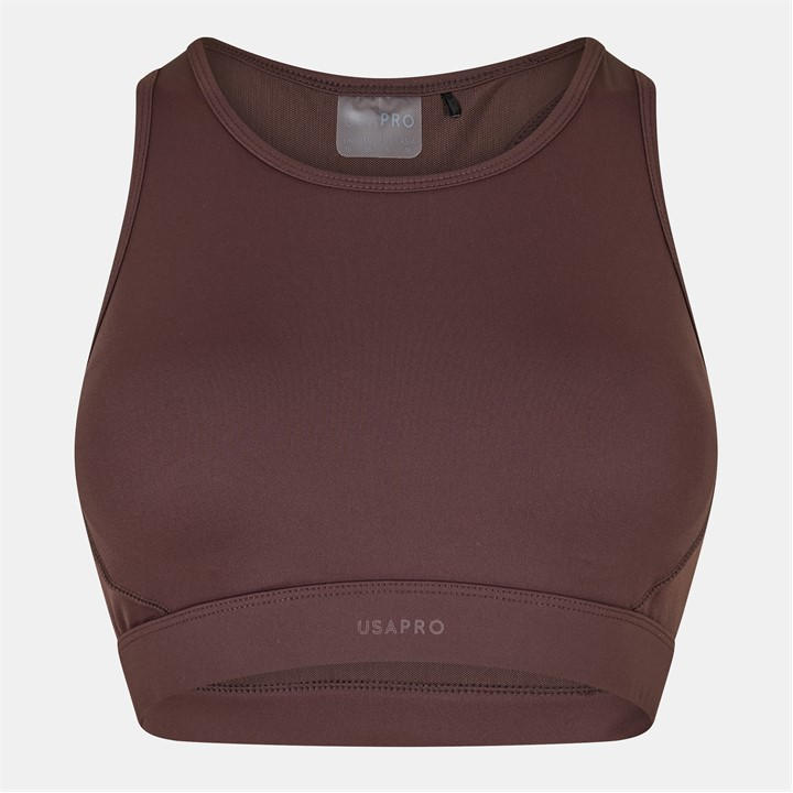 Usa Pro Women's Brown Pro Core Racer Back Sports Bra in Size 16, Sports Direct