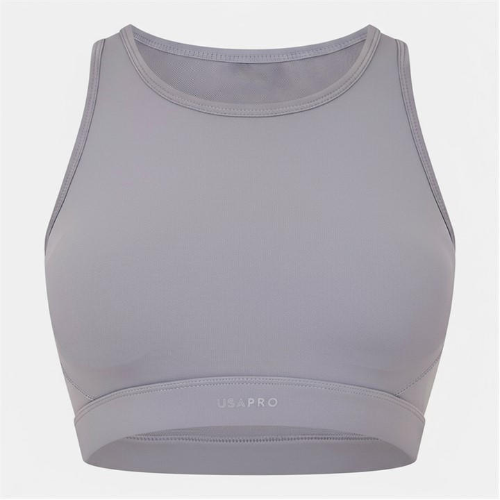 Usa Pro Women's Grey Pro Core Racer Back Sports Bra in Size 8, Sports Direct