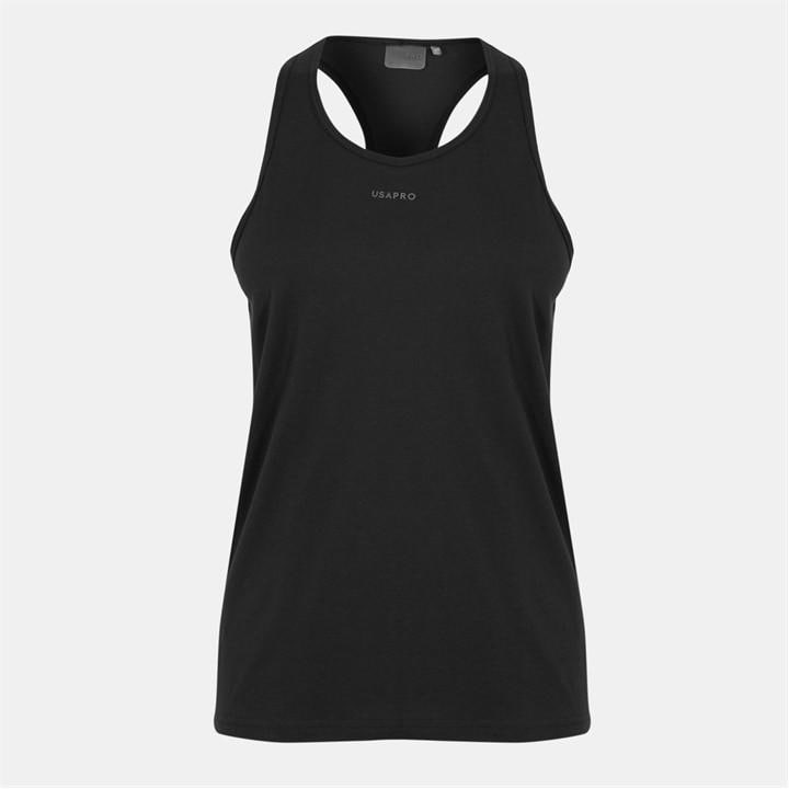 Usa Pro Women's Black Classic Racer Back Sports Tank in Size 18, Sports Direct