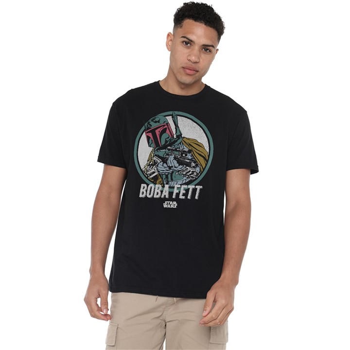 Star Wars Men's Black Retro Boba  T-Shirt in Size 2XL, Sports Direct