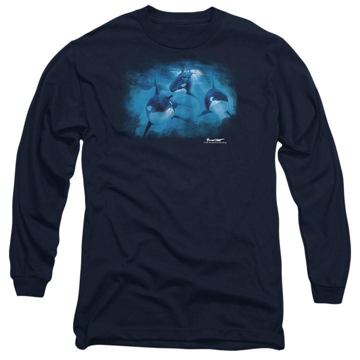 Men's Blue Other Wildlife Pod Of Orcas Long Sleeve T-Shirt Navy in Size 2XL, Sports Direct