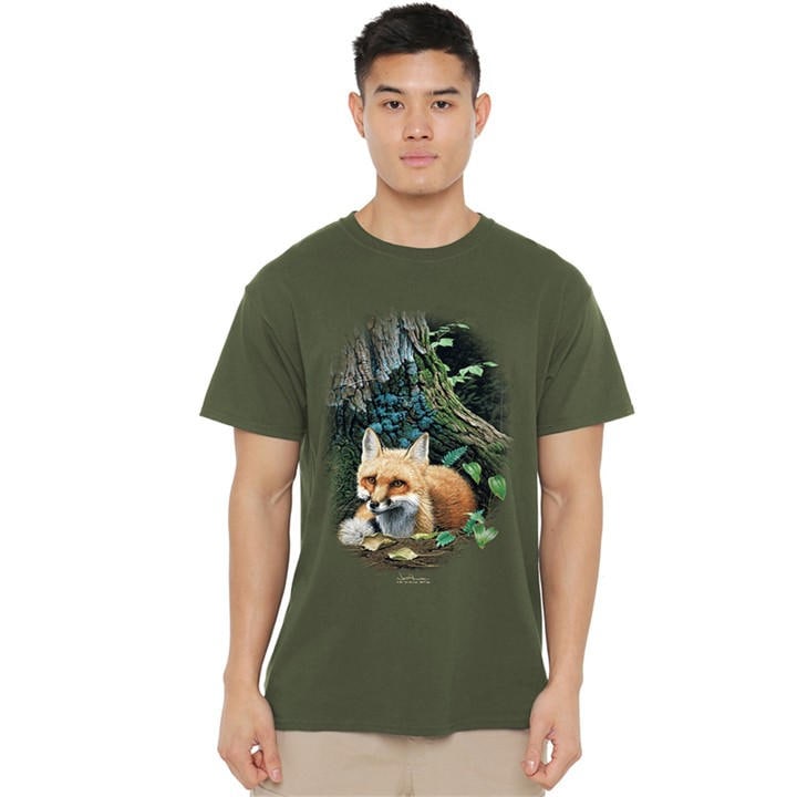 Men's Green Other Wildlife Cozy Retreat T Shirt Military in Size 2XL, Sports Direct