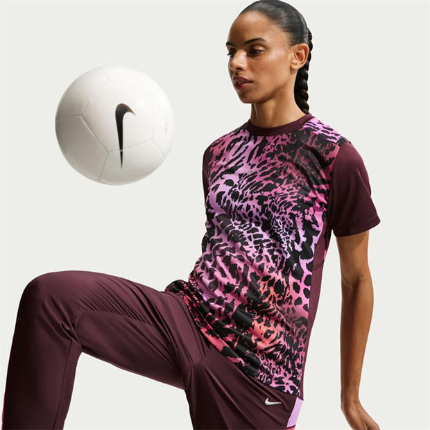 Burgundy Print - Nike - Academy Football Shirt Womens