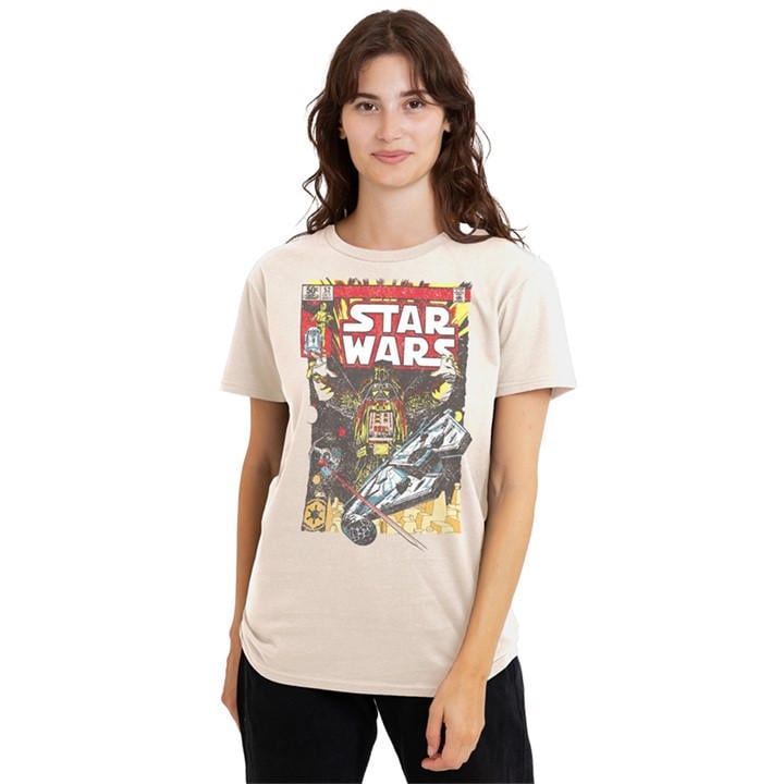 Star Wars Women's Beige Flea Market Retro Comic Cover T-Shirt N, Sports Direct