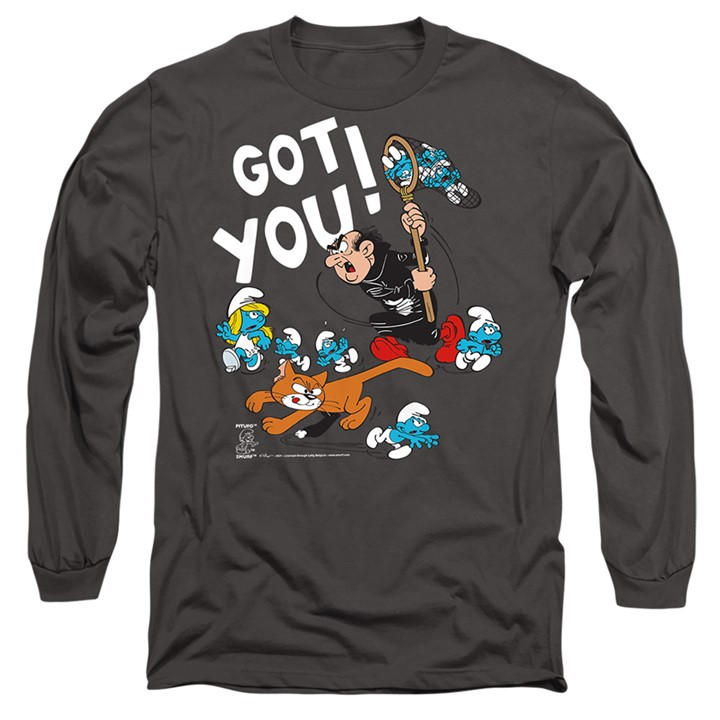 Men's Grey Other Smurfs Gargamel And Azrael Long Sleeve T-Shirt Ch in Size M, Sports Direct