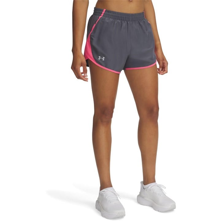 Under Armour Women's Grey Fly-By Performance Gym Shorts in Size 12, Sports Direct