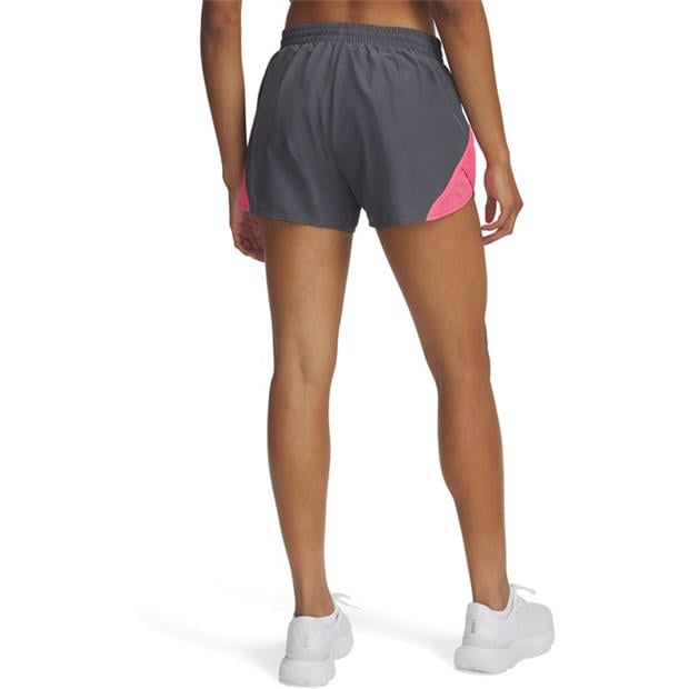 Gray / Pink - Under Armour - Womens Fly-By Performance Gym Shorts