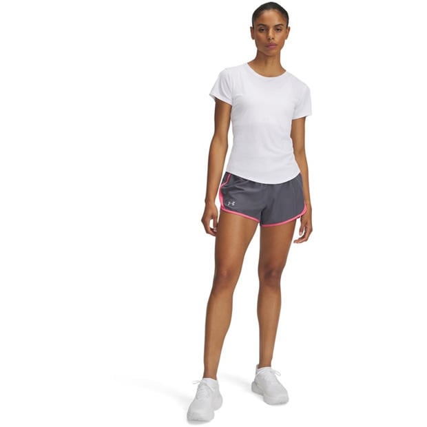 Gray / Pink - Under Armour - Womens Fly-By Performance Gym Shorts