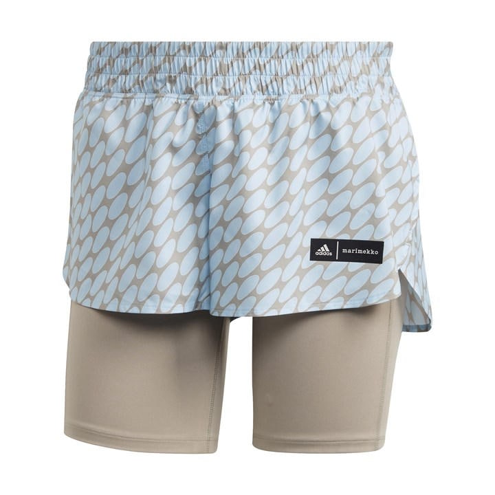 Adidas Women's Blue X Marimekko Run Icons Logo 2-In-1 Running Shorts in Size 2XS, Sports Direct
