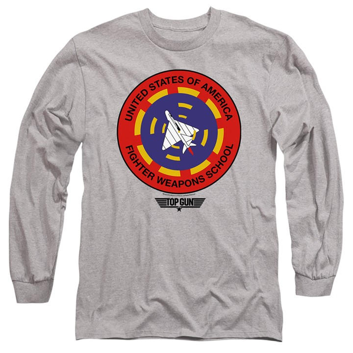 Top Gun Men's Grey Fighter Weapons School Long Sleeve T-Shirt in Size M, Sports Direct