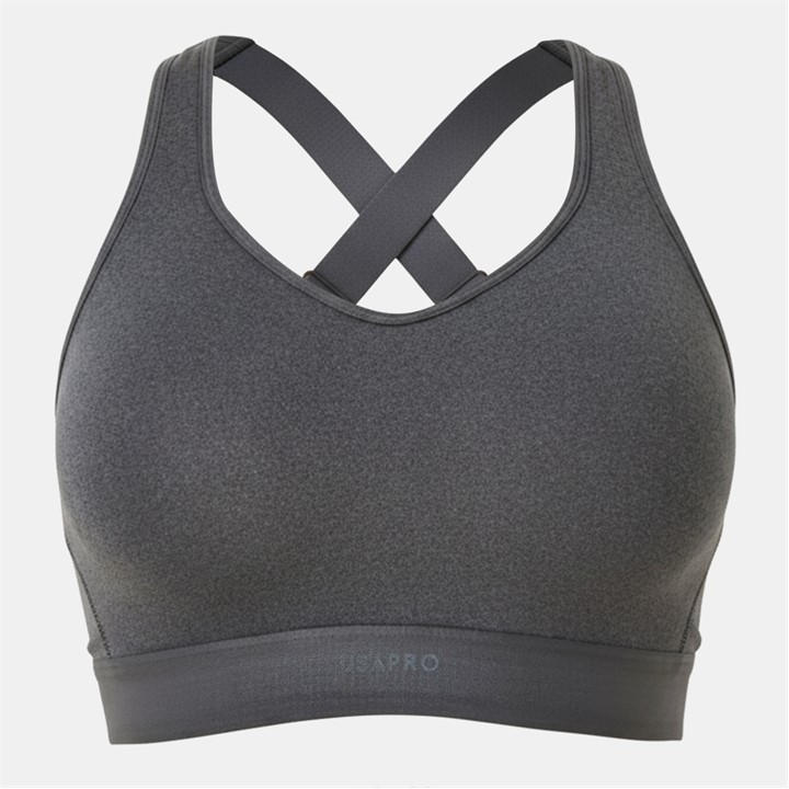 Usa Pro Women's Black High Support Sports Bra in Size 34B, Sports Direct