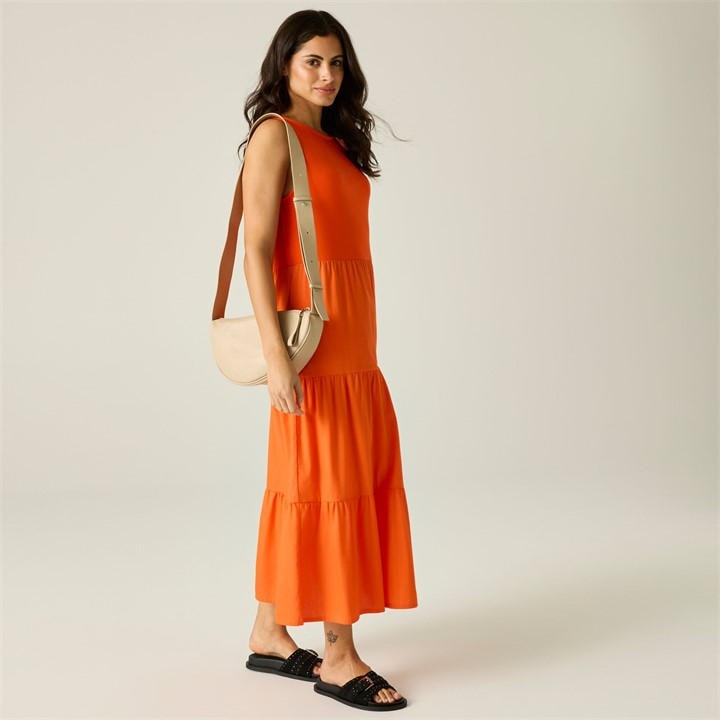 Regatta Women's Tarise Tiered Midi Dress in Orange | Size: 12 - Image 4