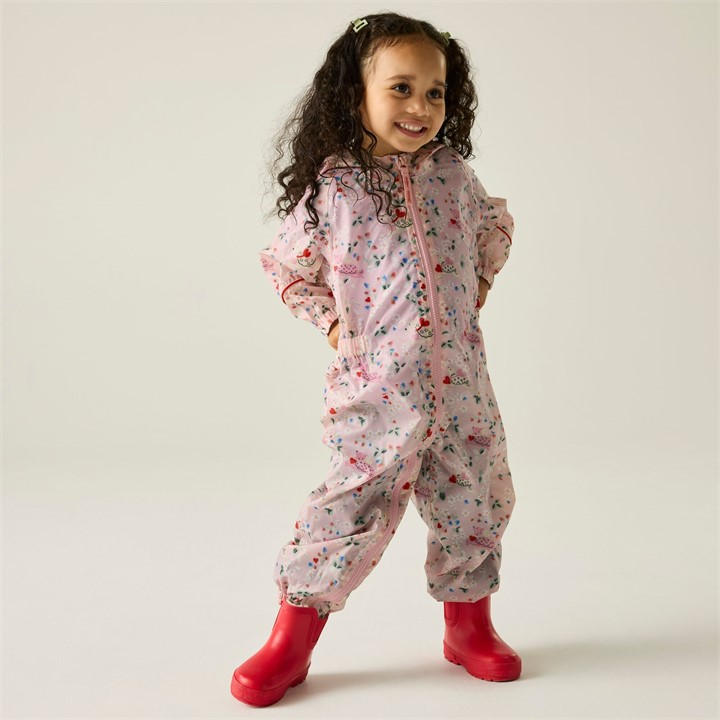 Regatta  Kids Pink Puppy Floral Kids Cath Kidston Waterproof Isolite Puddlesuit, Sports Direct