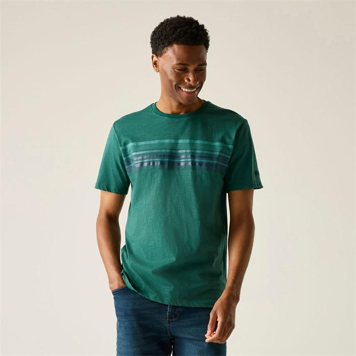 Regatta Men' Green Rendro Soft T-Shirt in Size S, Sports Direct