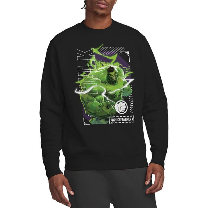 Marvel Men's Black Rivals Bruce Banner Hulk Smash Sweatshirt in Size 2XL, Sports Direct