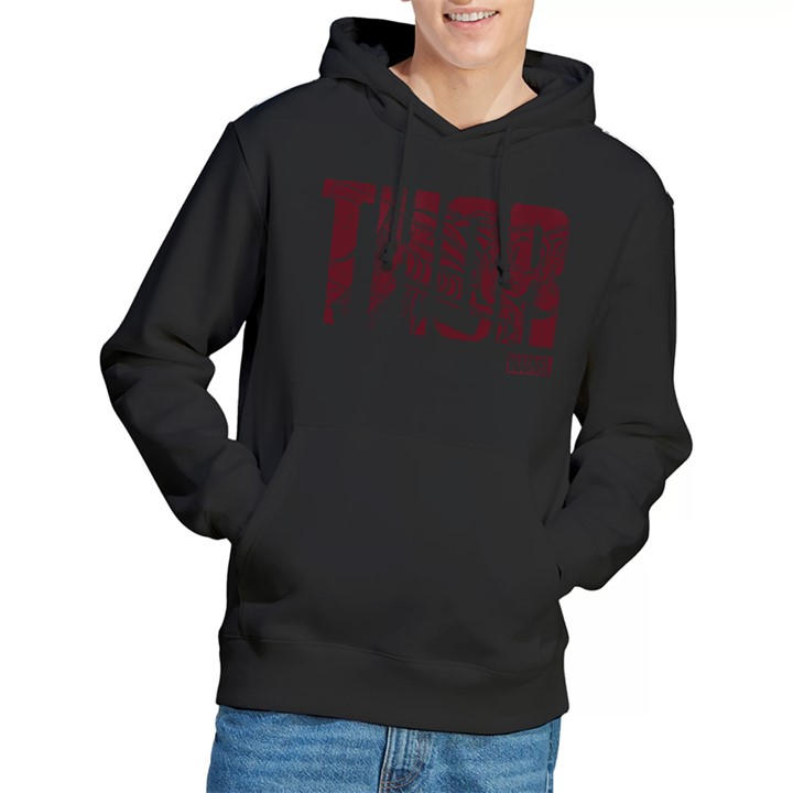 Marvel Men's Black Thor Text Hoodie in Size XL, Sports Direct