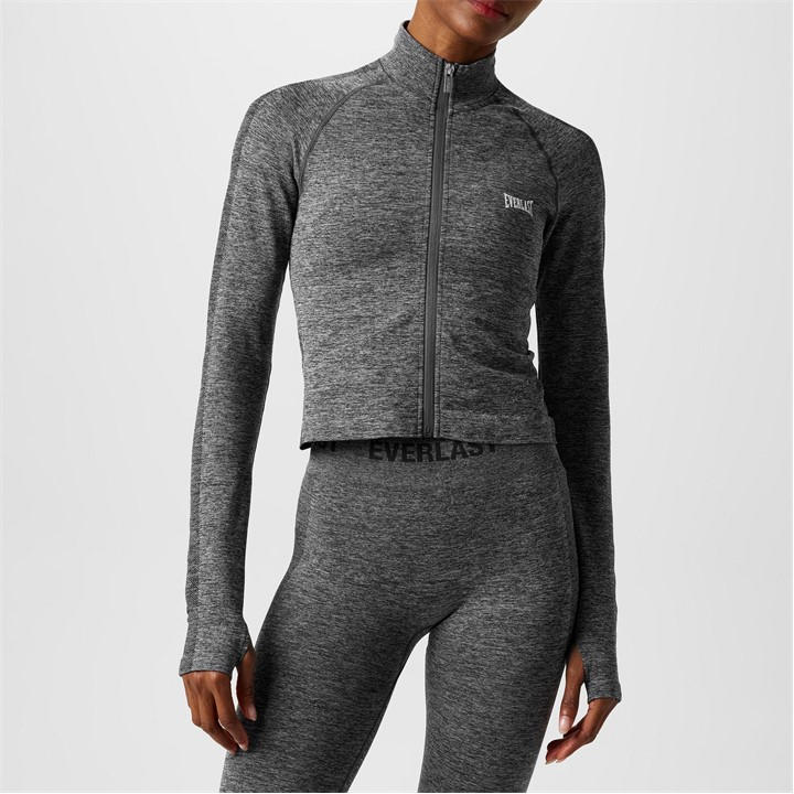 Everlast Women's Grey Seamless Zipped Long-Sleeve Performance Gym Top in Size 6, Sports Direct