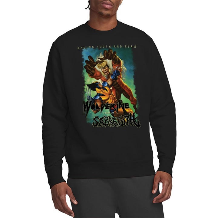 Marvel Men's Black X- Heavy Metal Wolverine Versus Sabretooth Swea in Size 2XL, Sports Direct