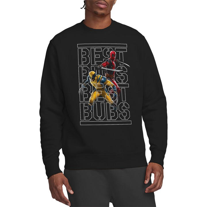Marvel Men' Black Deadpool & Wolverine Best Bubs Stencil Sweatshirt in Size S, Sports Direct