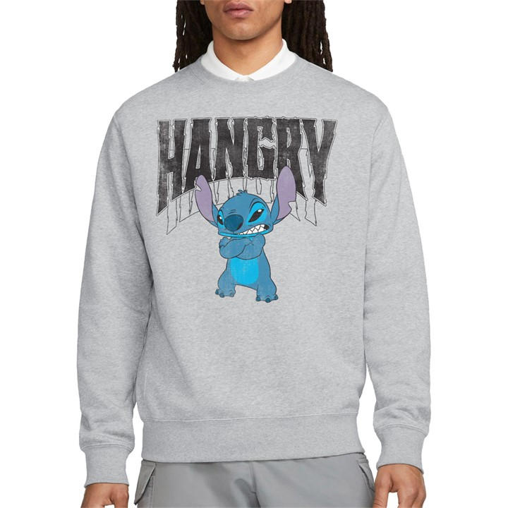 Disney Men's Grey Lilo And Stitch Hangry Sweatshirt Athletic Heathe in Size 2XL, Sports Direct