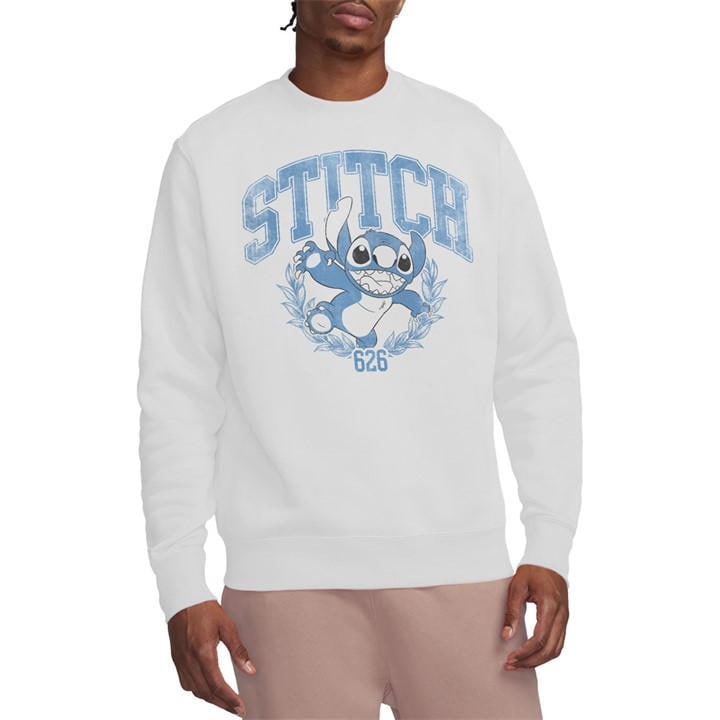 Disney Men's White Lilo And Stitch College Sweatshirt in Size M, Sports Direct