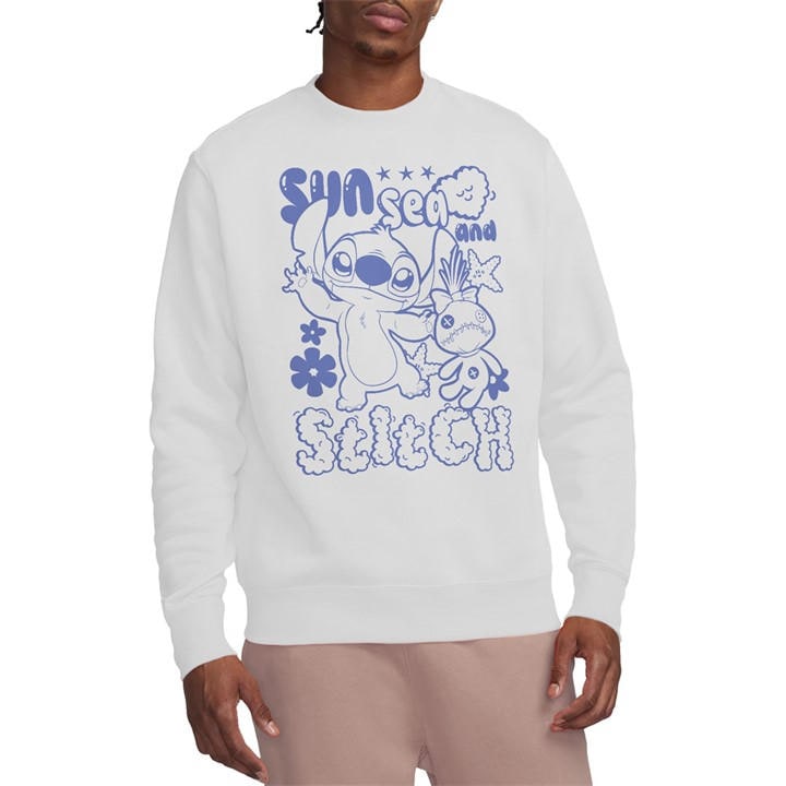 Disney Men's White Lilo And Stitch Sun Sea And Stitch  Crew Swe in Size L, Sports Direct