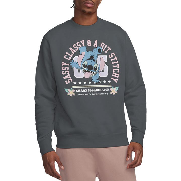 Disney Men's Grey Lilo And Stitch Chaos Coordinator  Crew Sweat in Size 2XL, Sports Direct
