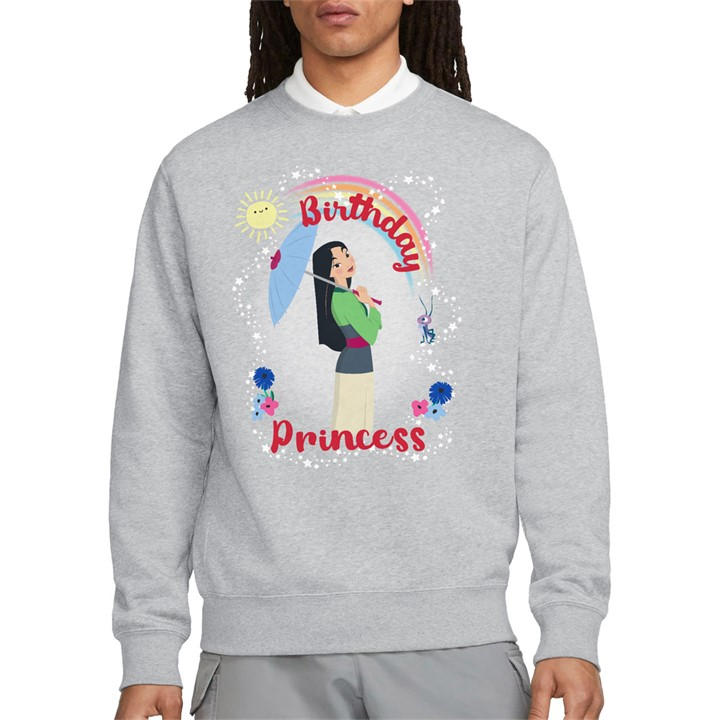 Disney Men' Grey Mulan Birthday Princess And Her Lucky Cricket Swea in Size S, Sports Direct