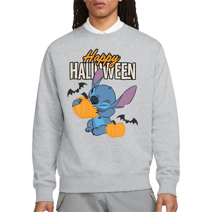 Disney Men's Grey Lilo & Stitch Happy Halloween Sweatshirt Light Gre in Size 2XL, Sports Direct
