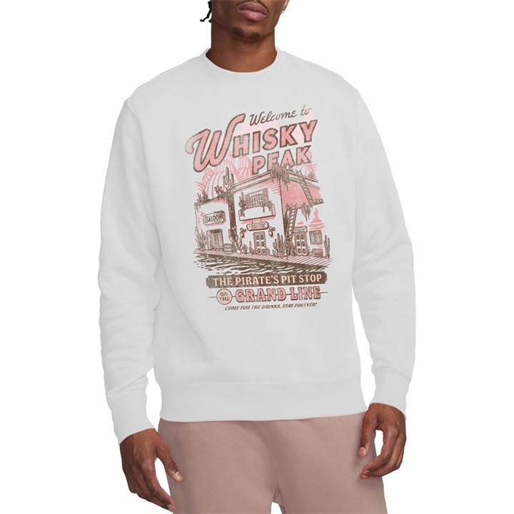 One Piece Men's White Welcome To Whisky Peak Sweatshirt in Size XL, Sports Direct