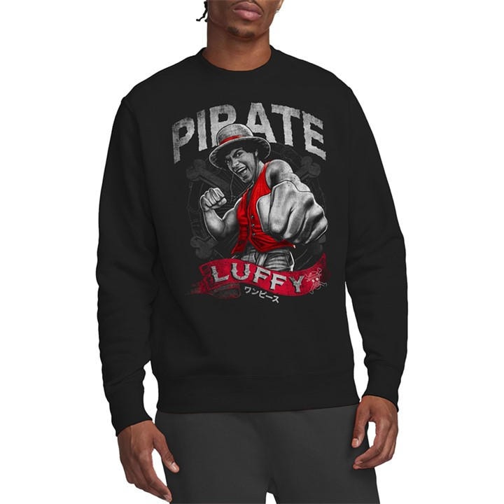 One Piece Men's Black Pirate Luffy Sweatshirt in Size L, Sports Direct