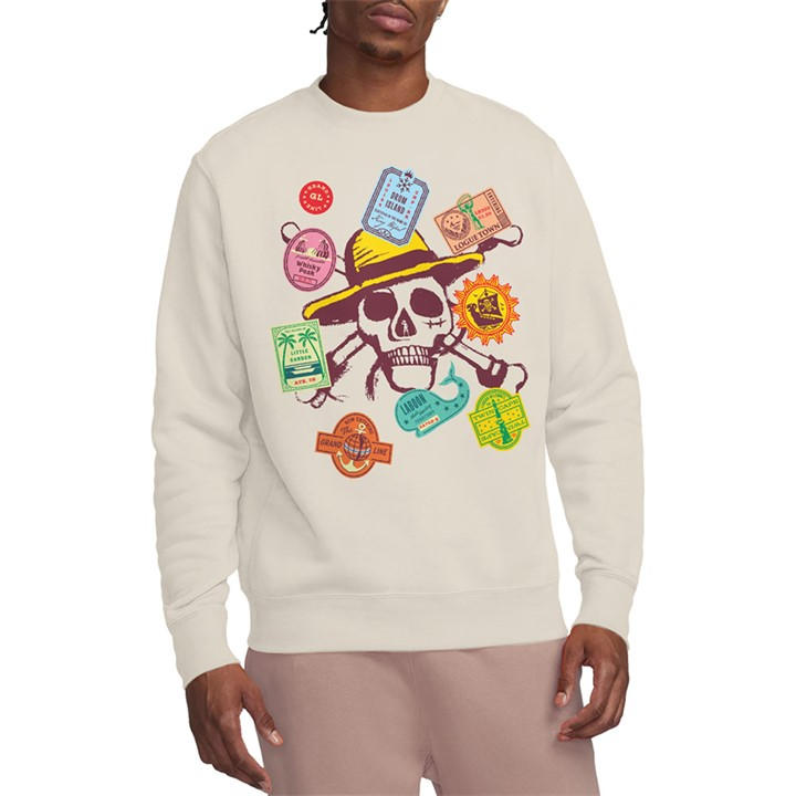 One Piece Men's Beige Skull Travel Stickers Sweatshirt Natura in Size XL, Sports Direct