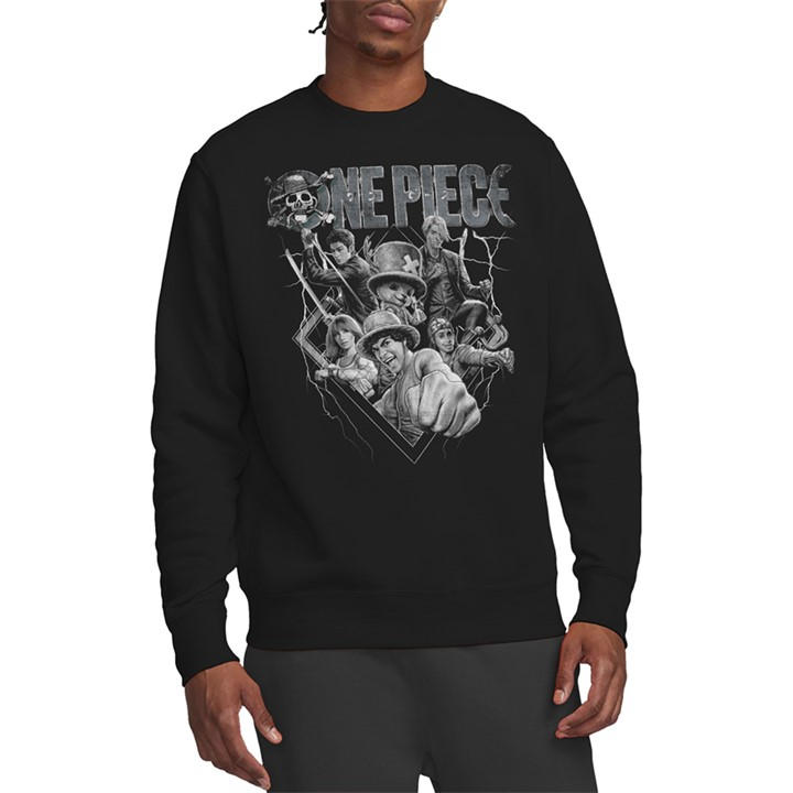 One Piece Men's Black Straw Hat Crew Heavy Metal Sweatshirt B in Size L, Sports Direct
