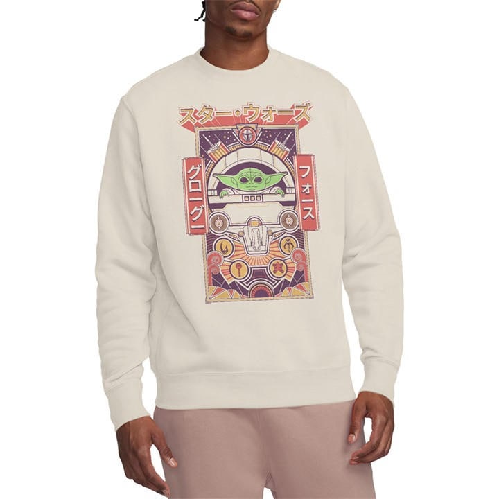 Star Wars Men's Beige The Mandalorian Grogu The Force Japan Sweatshirt in Size L, Sports Direct