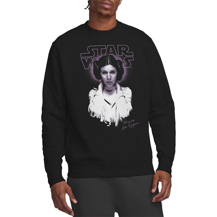 Star Wars Men's Black Princess Leia Street Portrait Sweatshirt in Size 2XL, Sports Direct