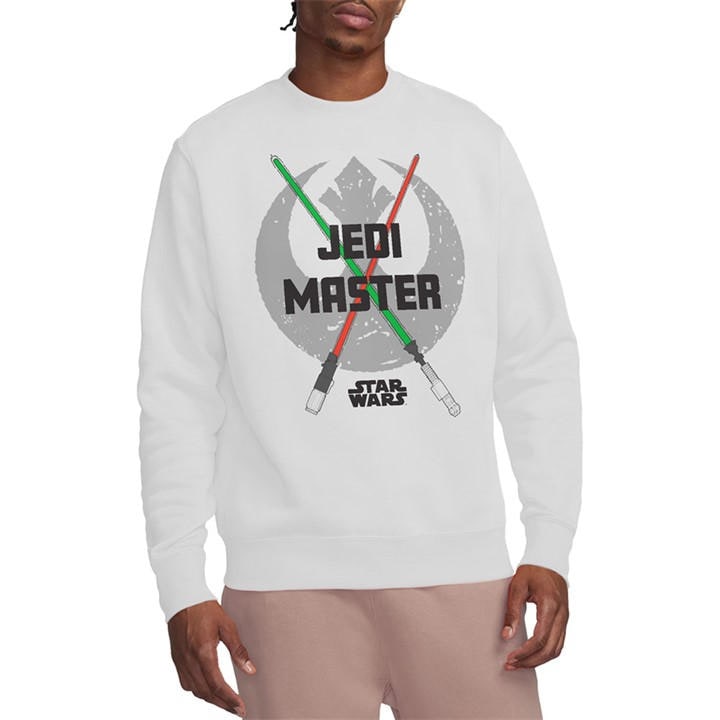 Star Wars Men' White Lightsaber Jedi Master Dad Sweatshirt W in Size S, Sports Direct