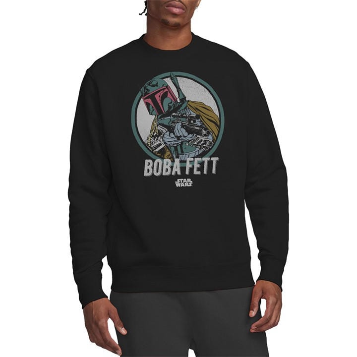 Star Wars Men's Black Retro Boba Sweatshirt in Size 2XL, Sports Direct