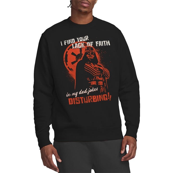 Star Wars Men's Black Vader Dad Jokes Disturbing Sweatshirt B in Size M, Sports Direct