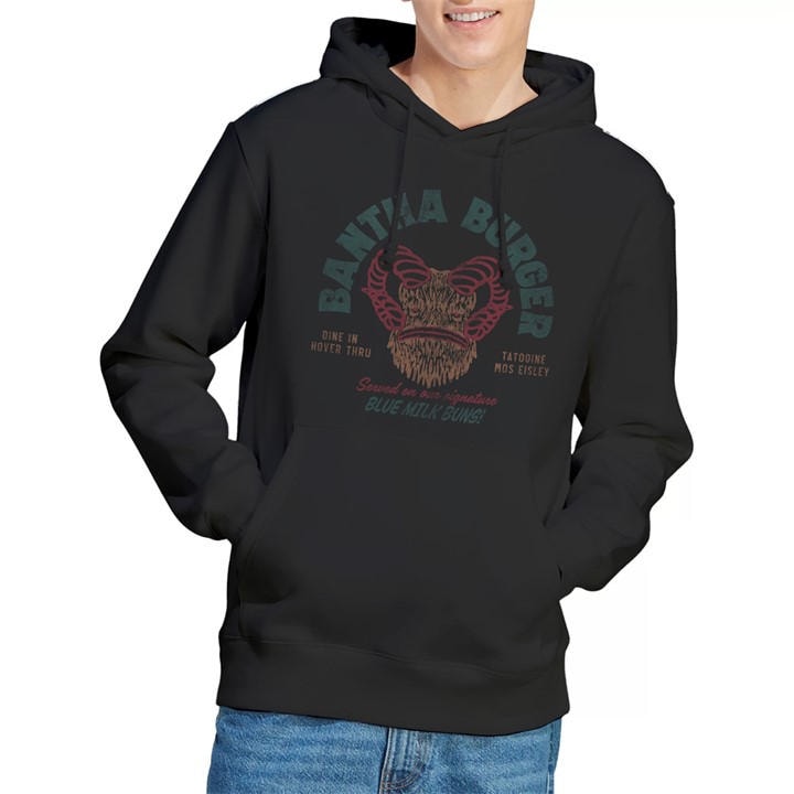 Star Wars Men' Black Bantha Burger Cotton Hoodie in Size S, Sports Direct