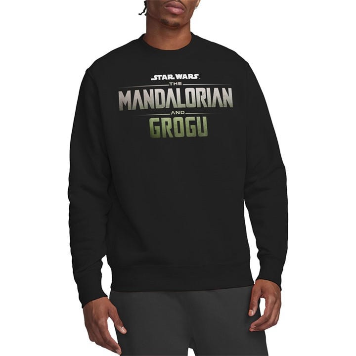 Star Wars Men's Black The Mandalorian Grogu Movie Logo Sweatshirt in Size 2XL, Sports Direct
