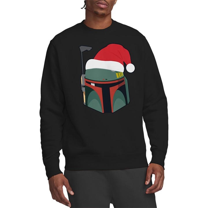 Star Wars Men's Black Boba Fett Christmas Santa Hat Sweatshirt in Size L, Sports Direct